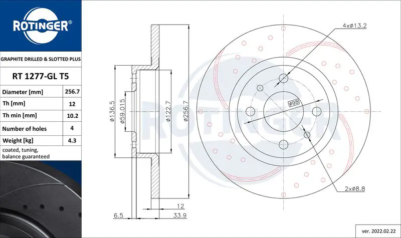 Handler.Part Brake disc ROTINGER RT1277GLT5 1