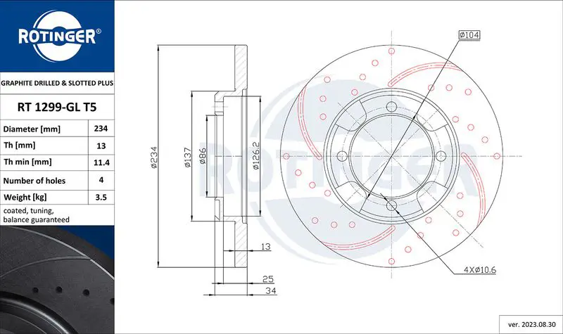 Handler.Part Brake disc ROTINGER RT1299GLT5 1