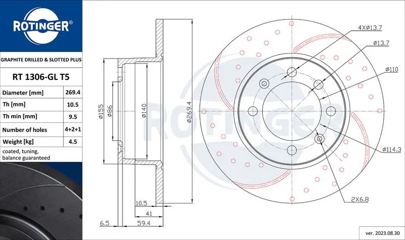 Handler.Part Brake disc ROTINGER RT1306GLT5 1