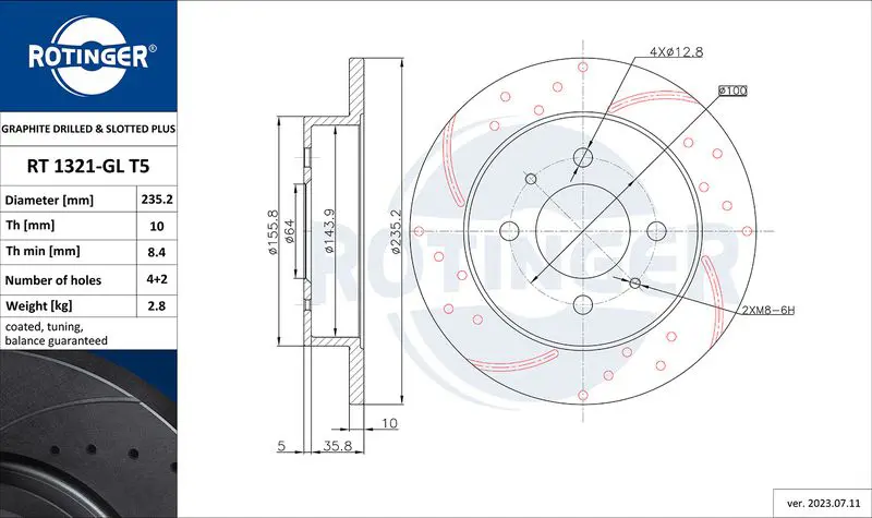 Handler.Part Brake disc ROTINGER RT1321GLT5 1