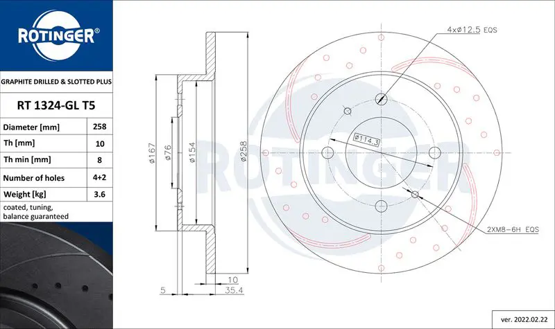 Handler.Part Brake disc ROTINGER RT1324GLT5 1