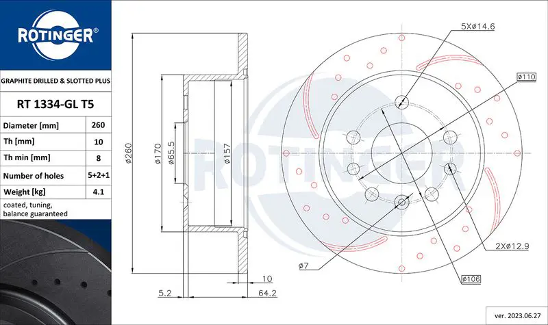 Handler.Part Brake disc ROTINGER RT1334GLT5 1