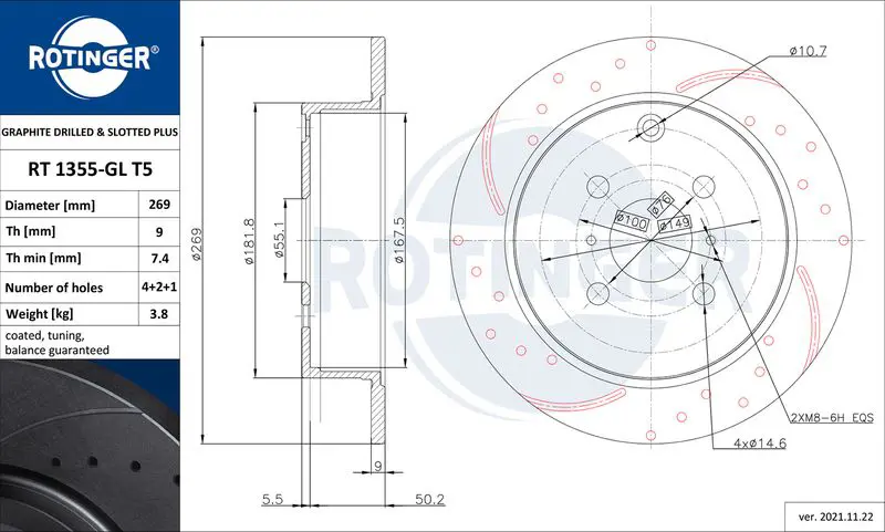 Handler.Part Brake disc ROTINGER RT1355GLT5 1