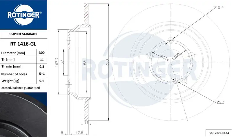 Handler.Part Brake disc ROTINGER RT1416GL 1