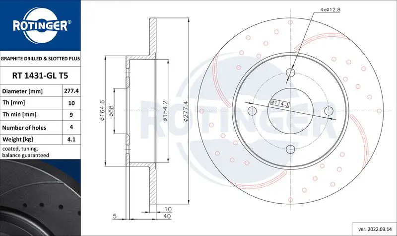 Handler.Part Brake disc ROTINGER RT1431GLT5 1