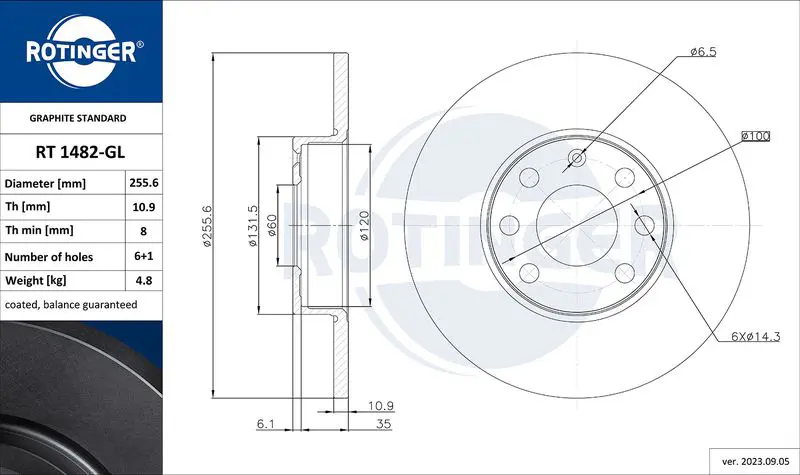 Handler.Part Brake disc ROTINGER RT1482GL 1