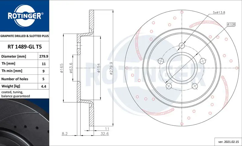 Handler.Part Brake disc ROTINGER RT1489GLT5 1