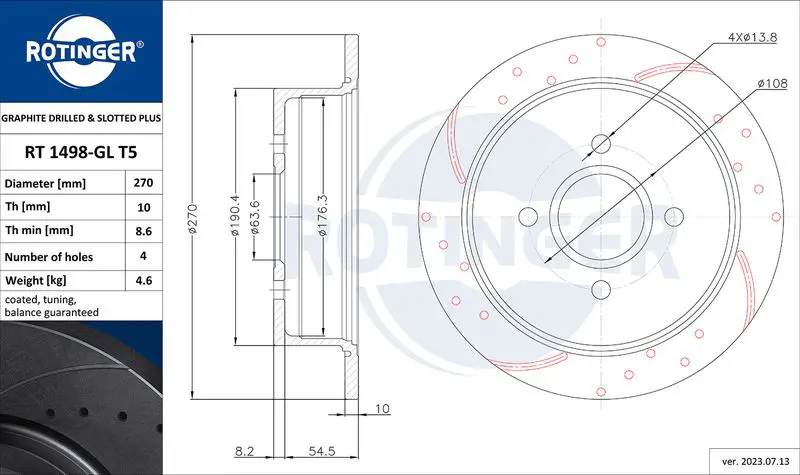 Handler.Part Brake disc ROTINGER RT1498GLT5 1