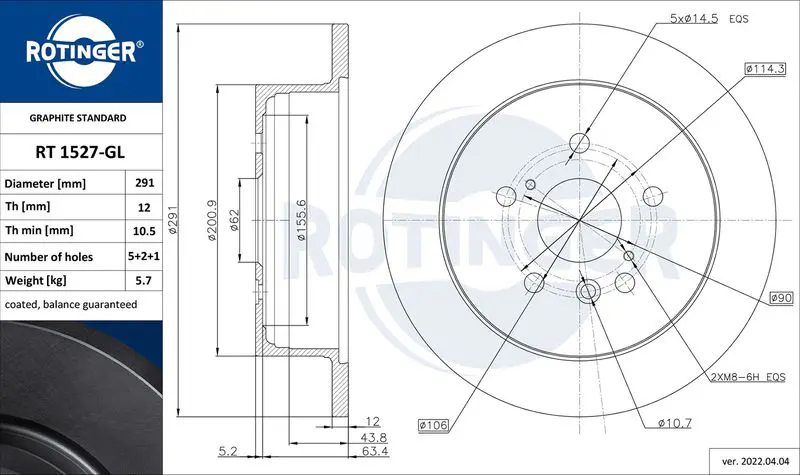 Handler.Part Brake disc ROTINGER RT1527GL 1