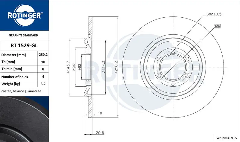 Handler.Part Brake disc ROTINGER RT1529GL 1