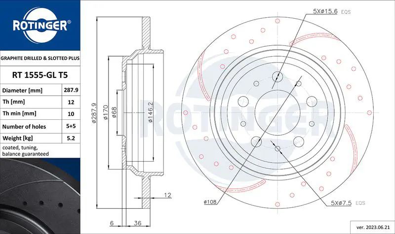 Handler.Part Brake disc ROTINGER RT1555GLT5 1