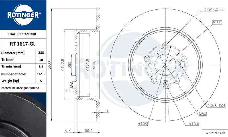 Handler.Part Brake disc ROTINGER RT1617GL 1