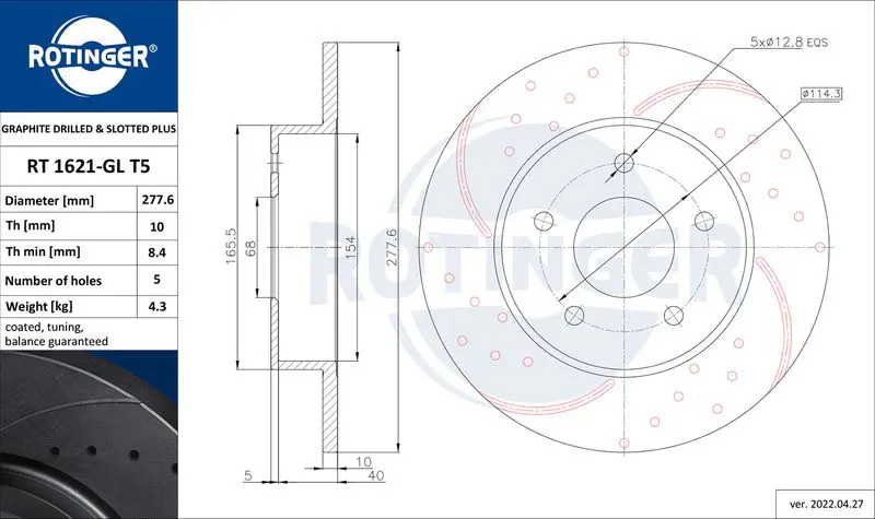 Handler.Part Brake disc ROTINGER RT1621GLT5 1