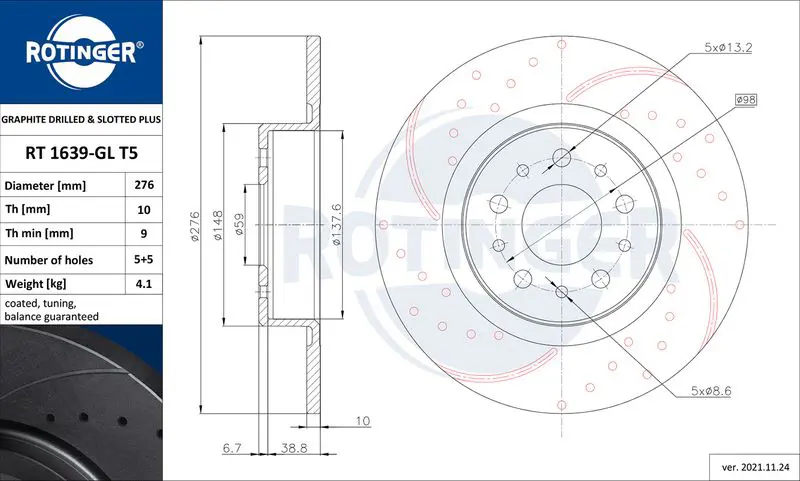 Handler.Part Brake disc ROTINGER RT1639GLT5 1