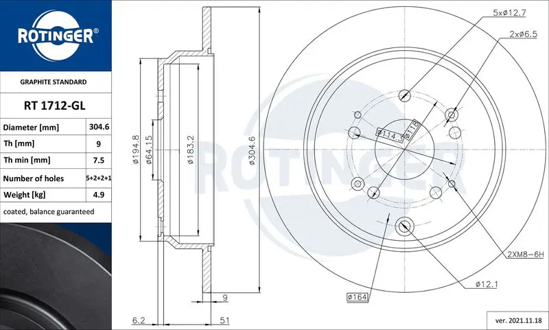 Handler.Part Brake disc ROTINGER RT1712GL 1