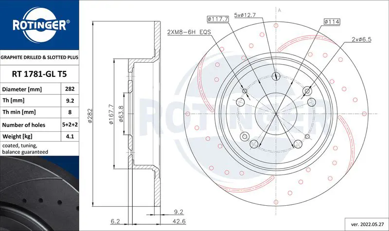 Handler.Part Brake disc ROTINGER RT1781GLT5 1