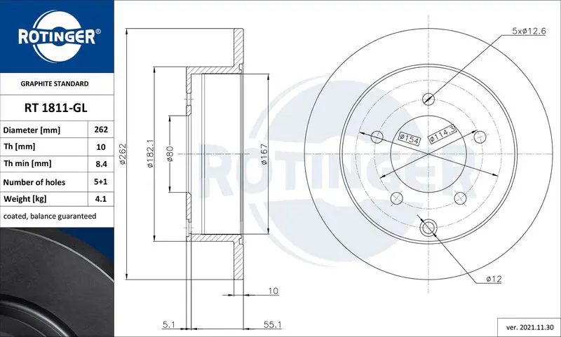 Handler.Part Brake disc ROTINGER RT1811GL 1