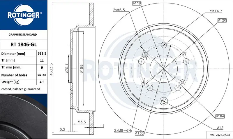 Handler.Part Brake disc ROTINGER RT1846GL 1