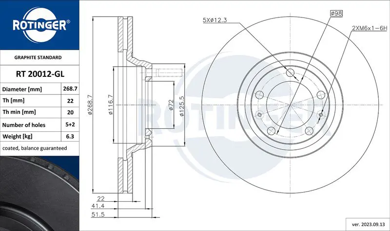 Handler.Part Brake disc ROTINGER RT20012GL 1