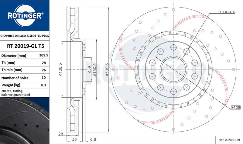 Handler.Part Brake disc ROTINGER RT20019GLT5 1