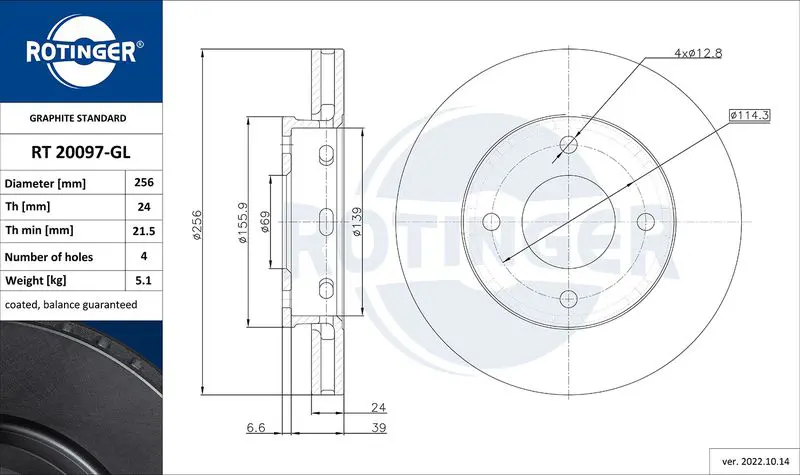 Handler.Part Brake disc ROTINGER RT20097GL 1