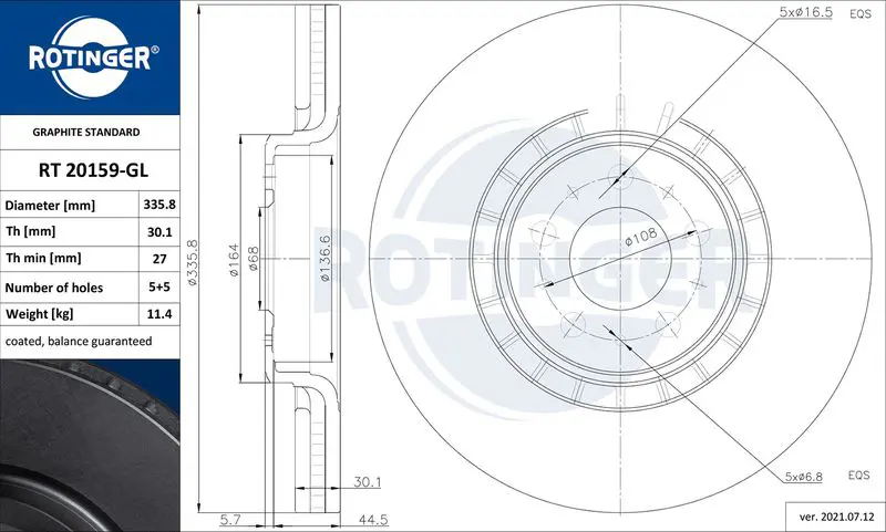 Handler.Part Brake disc ROTINGER RT20159GL 1