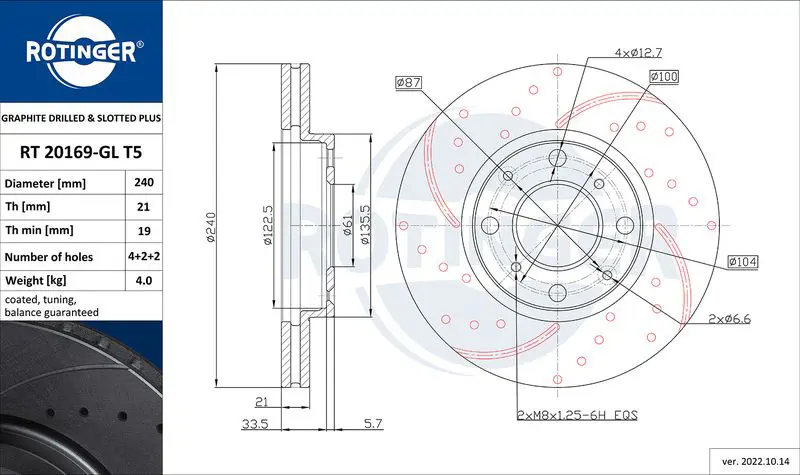 Handler.Part Brake disc ROTINGER RT20169GLT5 1