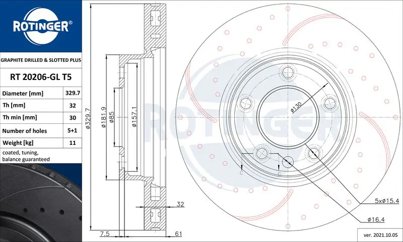 Handler.Part Brake disc ROTINGER RT20206GLT5 1