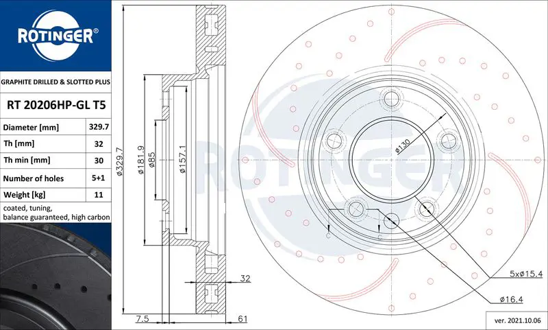 Handler.Part Brake disc ROTINGER RT20206HPGLT5 1