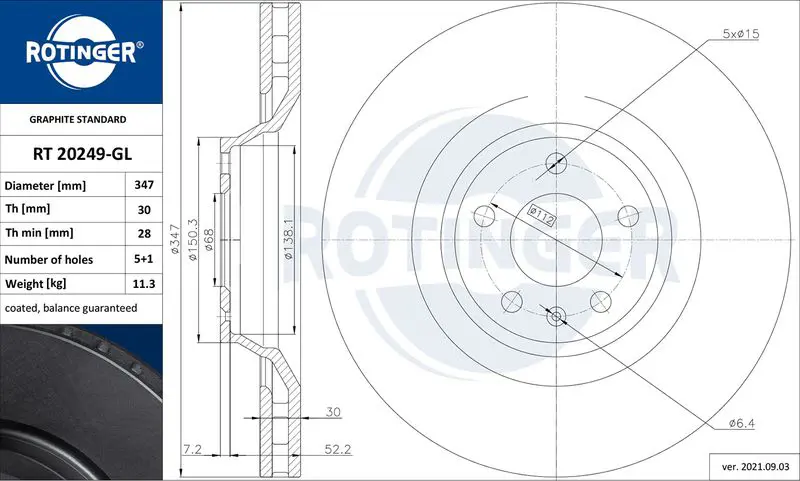 Handler.Part Brake disc ROTINGER RT20249GL 1