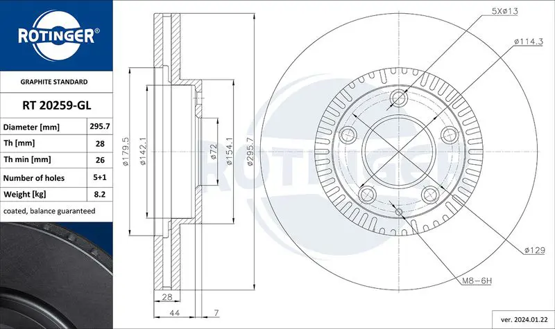 Handler.Part Brake disc ROTINGER RT20259GL 1