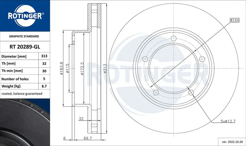 Handler.Part Brake disc ROTINGER RT20289GL 1