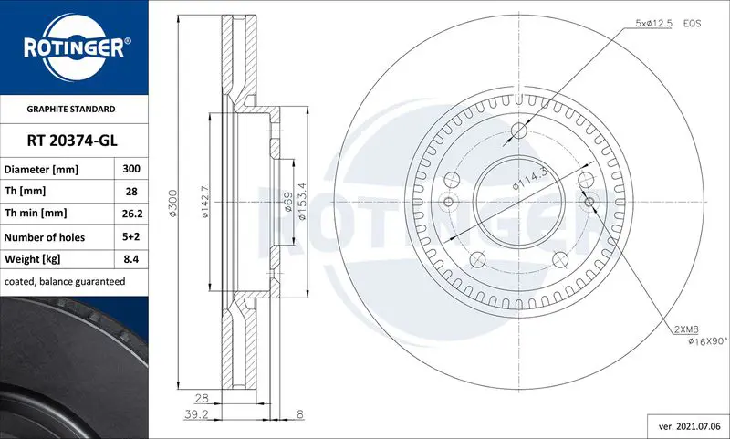 Handler.Part Brake disc ROTINGER RT20374GL 1