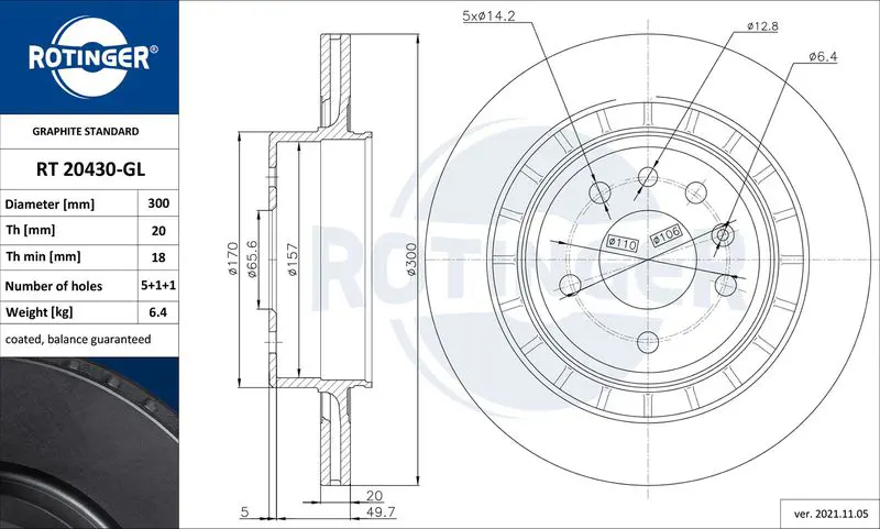 Handler.Part Brake disc ROTINGER RT20430GL 1