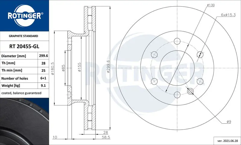 Handler.Part Brake disc ROTINGER RT20455GL 1