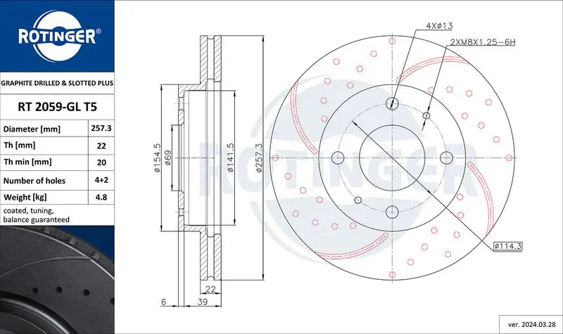 Handler.Part Brake disc ROTINGER RT2059GLT5 1