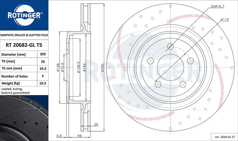 Handler.Part Brake disc ROTINGER RT20682GLT5 1