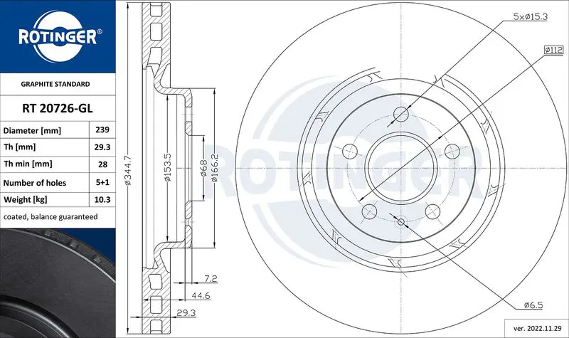 Handler.Part Brake disc ROTINGER RT20726GL 1