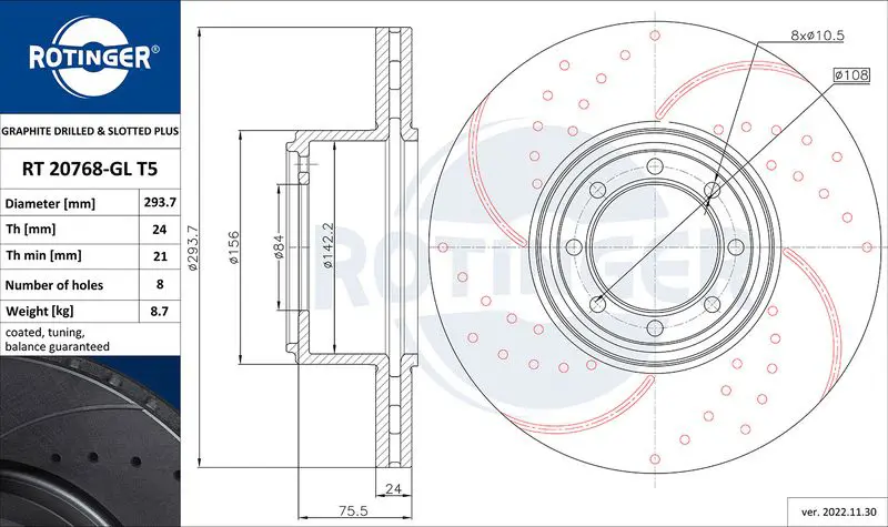 Handler.Part Brake disc ROTINGER RT20768GLT5 1