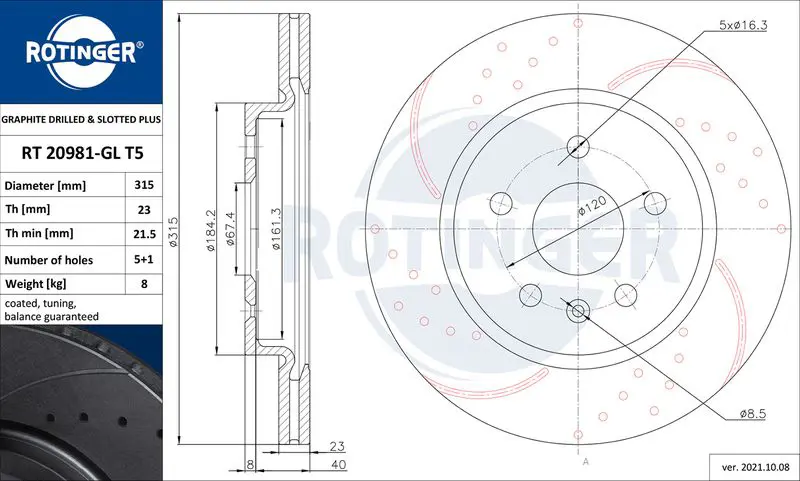 Handler.Part Brake disc ROTINGER RT20981GLT5 1