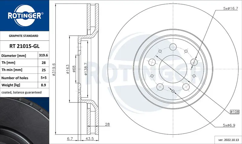 Handler.Part Brake disc ROTINGER RT21015GL 1