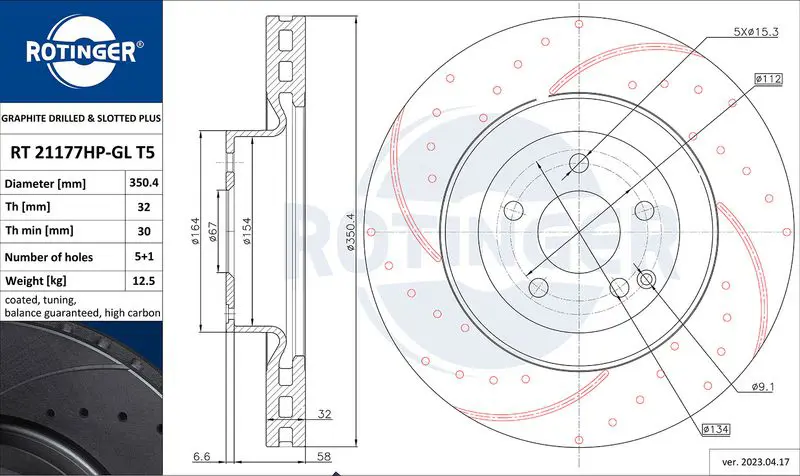 Handler.Part Brake disc ROTINGER RT21177HPGLT5 1