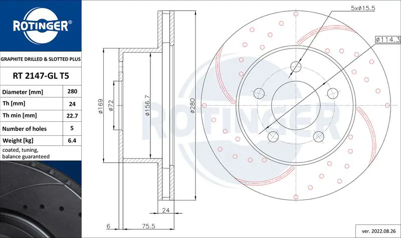 Handler.Part Brake disc ROTINGER RT2147GLT5 1