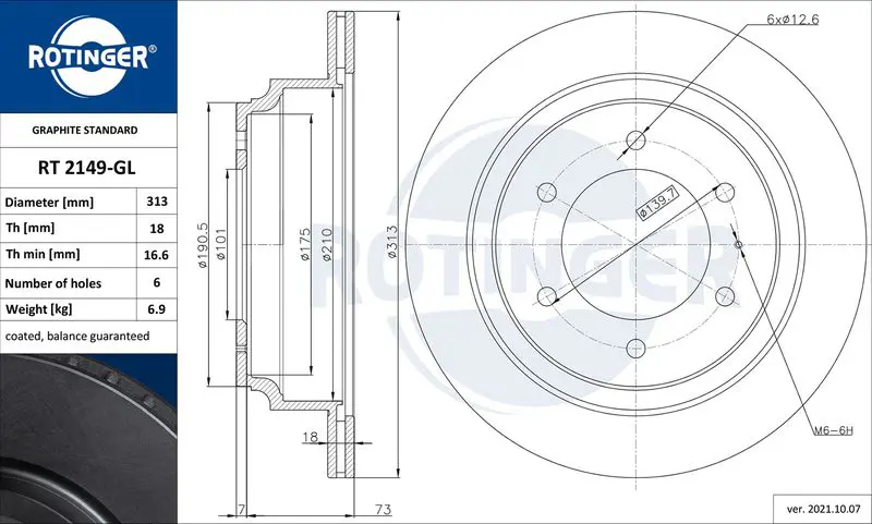 Handler.Part Brake disc ROTINGER RT2149GL 1