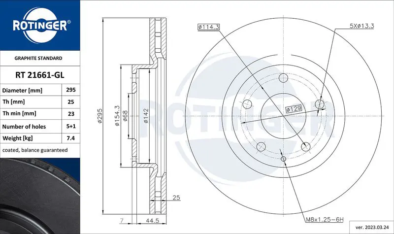 Handler.Part Brake disc ROTINGER RT21661GL 1