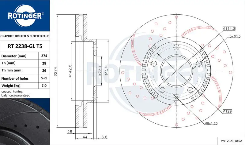 Handler.Part Brake disc ROTINGER RT2238GLT5 1