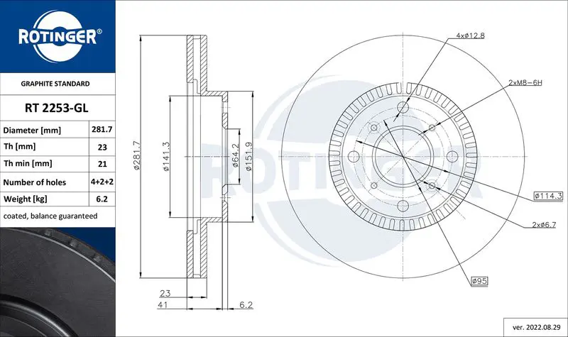 Handler.Part Brake disc ROTINGER RT2253GL 1