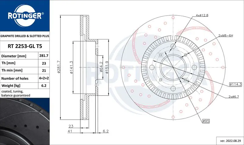 Handler.Part Brake disc ROTINGER RT2253GLT5 1