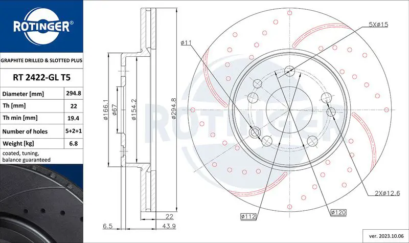 Handler.Part Brake disc ROTINGER RT2422GLT5 1