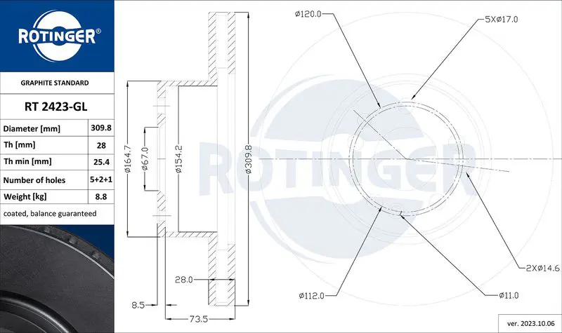 Handler.Part Brake disc ROTINGER RT2423GL 1